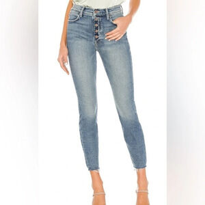 MOTHER The Fly Cut Stunner Ankle Fray in Night On A Shiny White Vespa